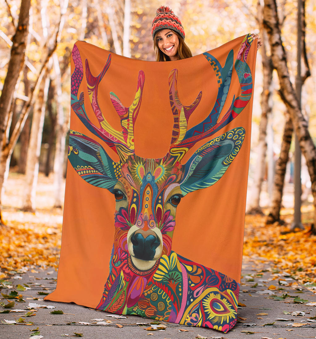 Antelope Blanket, Trippy Psychedelics Antelope Fleece Blanket, Antelope Throw Blanket, Antelope Gifts