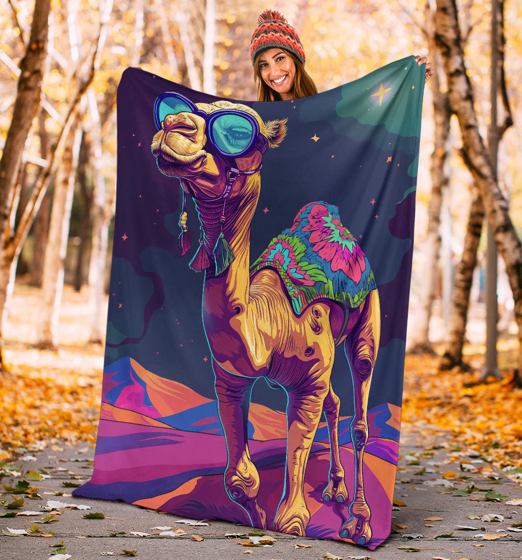 Camel Blanket, Trippy Psychedelics Camel Fleece Blanket, Camel Throw Blanket, Camel Gifts