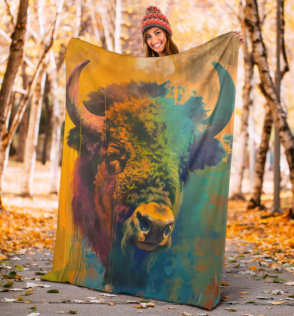 Buffalo Blanket, Trippy Psychedelics Buffalo Fleece Blanket, Buffalo Throw Blanket, Buffalo Gifts