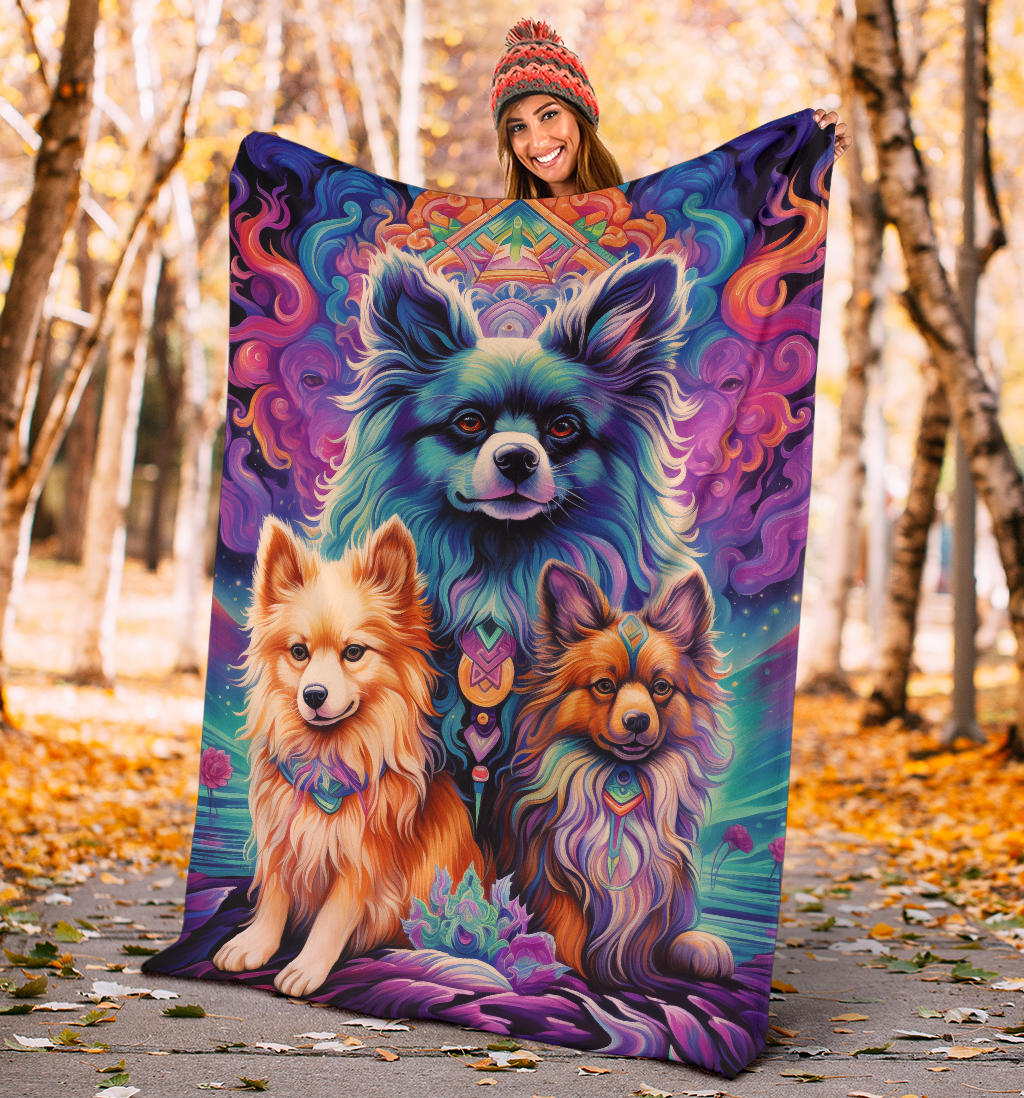 Tibetan Spaniel Blanket, Trippy Psychedelics Tibetan Spaniel Fleece Blanket, Tibetan Spaniel Throw Blanket, Tibetan Spaniel Gifts