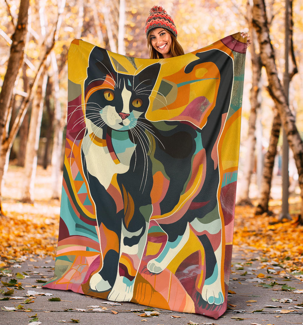 Japanese Bobtail cat Blanket, Trippy Psychedelics Japanese Bobtail cat Fleece Blanket, Japanese Bobtail cat Throw Blanket, Japanese Bobtail cat Gifts