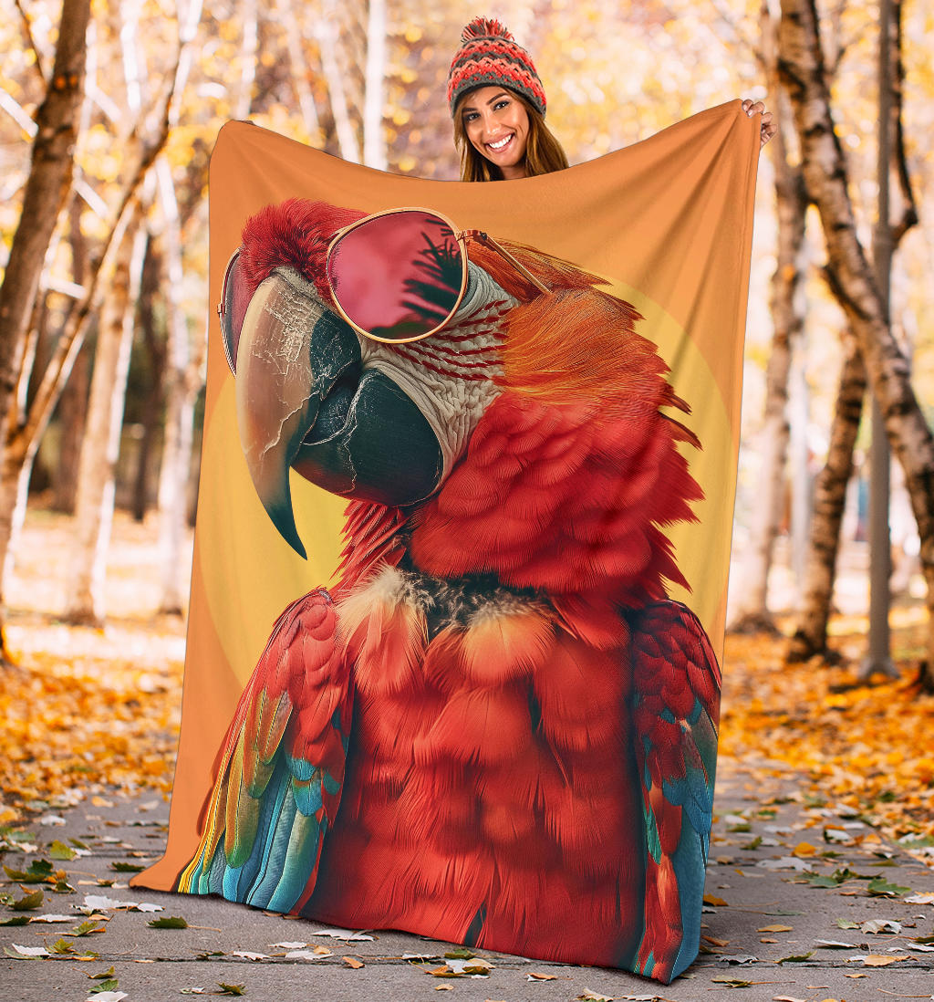 Parrot Blanket, Trippy Psychedelics Parrot Fleece Blanket, Parrot Throw Blanket, Parrot Gifts