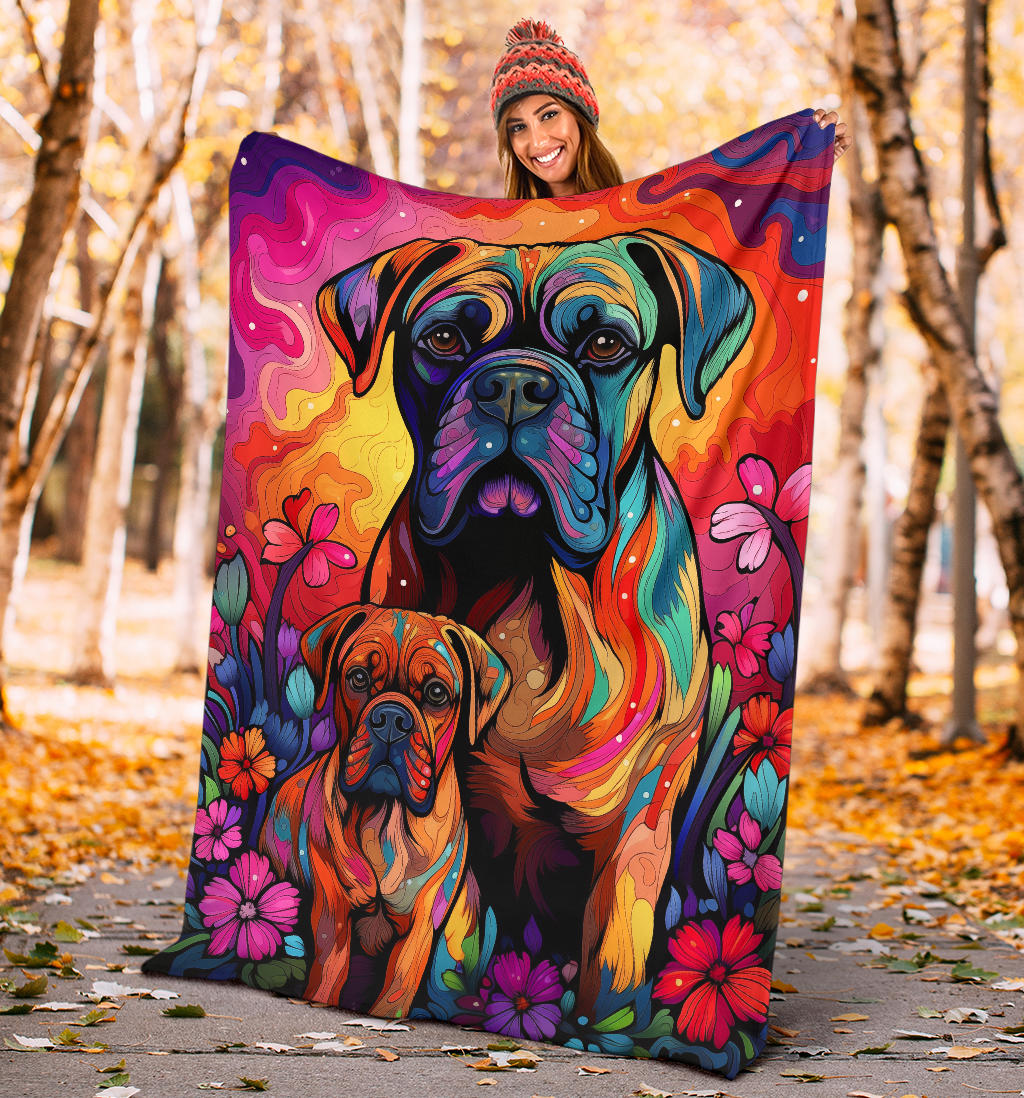 Bullmastiff Blanket, Trippy Psychedelics Bullmastiff Fleece Blanket, Bullmastiff Throw Blanket, Bullmastiff Gifts