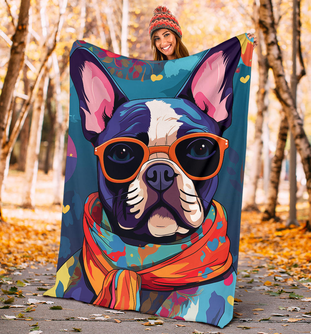 French Bulldog Blanket, Trippy Psychedelics French Bulldog Fleece Blanket, French Bulldog Throw Blanket, French Bulldog Gifts