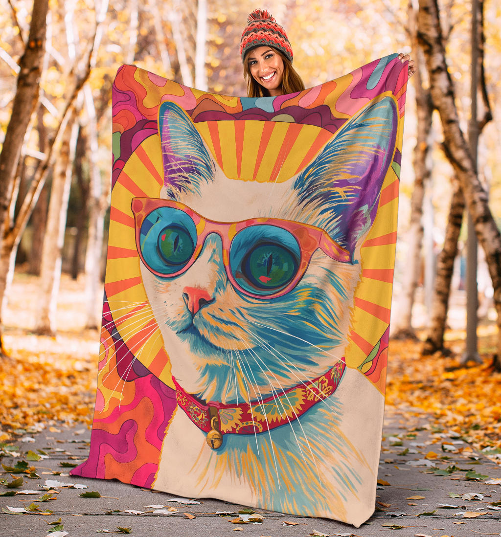 Burmilla cat Blanket, Trippy Psychedelics Burmilla cat Fleece Blanket, Burmilla cat Throw Blanket, Burmilla cat Gifts