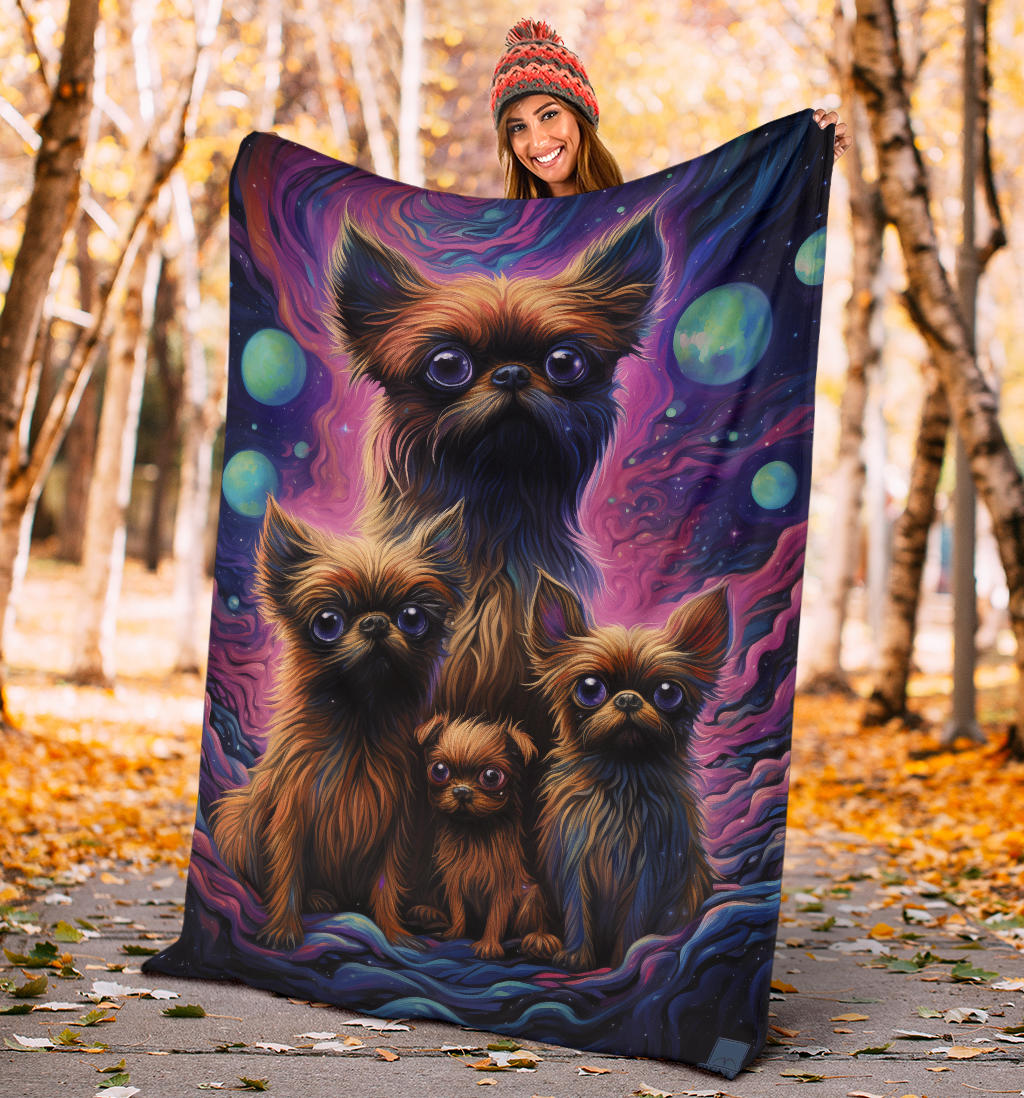 Brussels Griffon Blanket, Trippy Psychedelics Brussels Griffon Fleece Blanket, Brussels Griffon Throw Blanket, Brussels Griffon Gifts