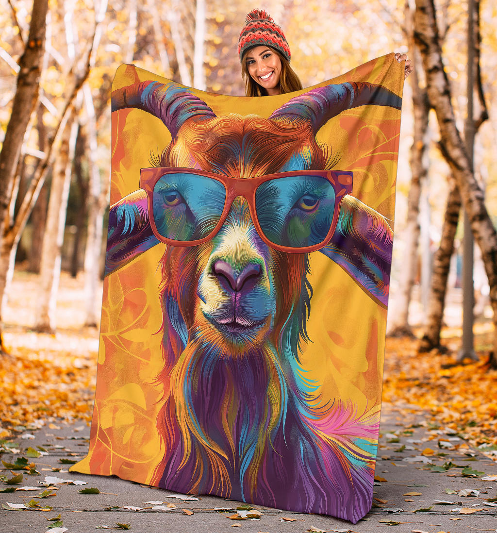 Goat Blanket, Trippy Psychedelics Goat Fleece Blanket, Goat Throw Blanket, Goat Gifts