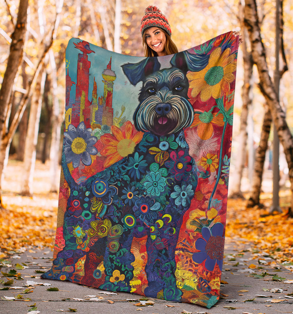 Kerry Blue Terrier Blanket, Trippy Psychedelics Kerry Blue Terrier Fleece Blanket, Kerry Blue Terrier Throw Blanket, Kerry Blue Terrier Gifts