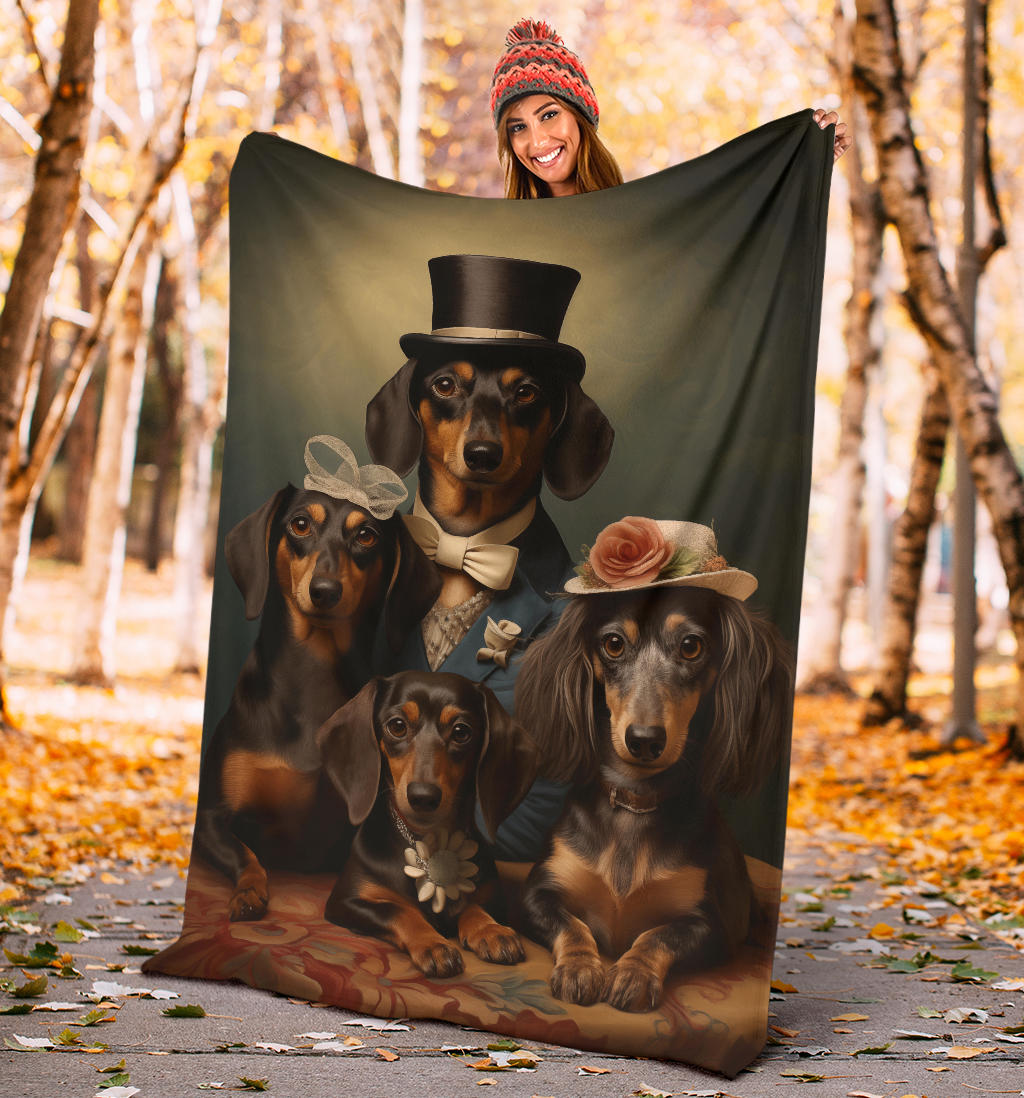 Dachshund Family Blanket, Dachshund Fleece Blanket, Dachshund Gifts, Dachshund Throw Blanket