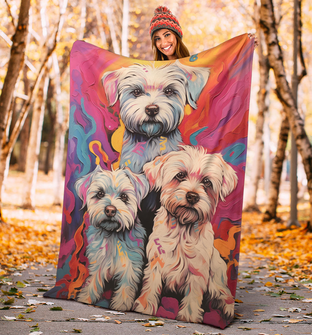 Dandie Dinmont Terrier  Blanket, Trippy Psychedelics Dandie Dinmont Terrier Fleece Blanket, Dandie Dinmont Terrier Throw Blanket, Dandie Dinmont Terrier Gifts