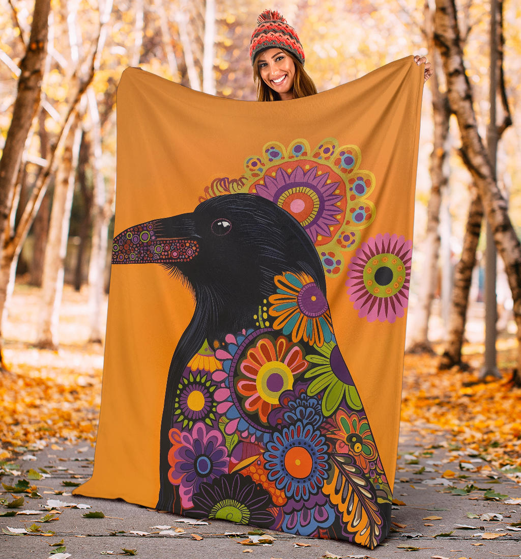 Crow bird Blanket, Trippy Psychedelics Crow bird Fleece Blanket, Crow bird Throw Blanket, Crow bird Gifts