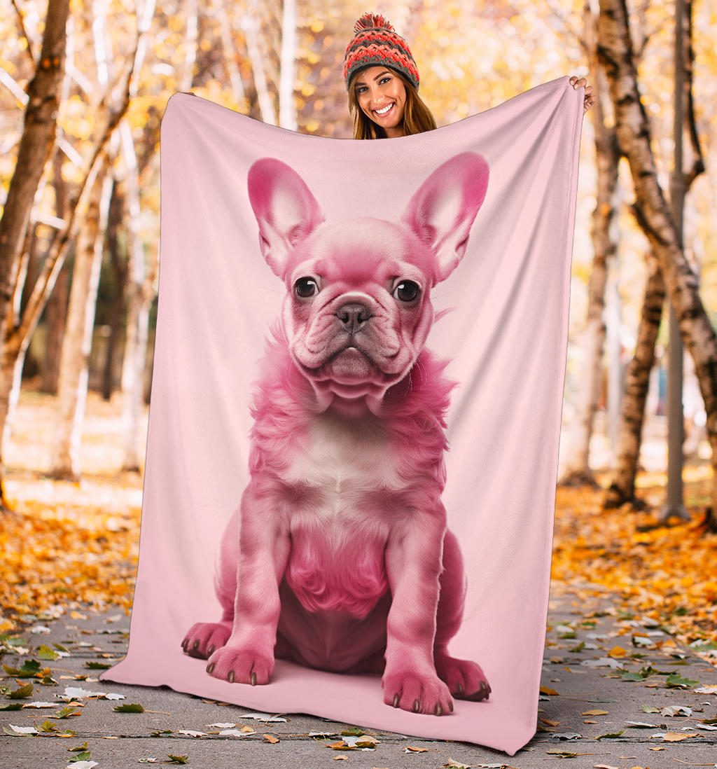 Pink French Bulldog Blanket, French Bulldog Throw Blanket, French Bulldog Fleece Blanket, French Bulldog Gifts