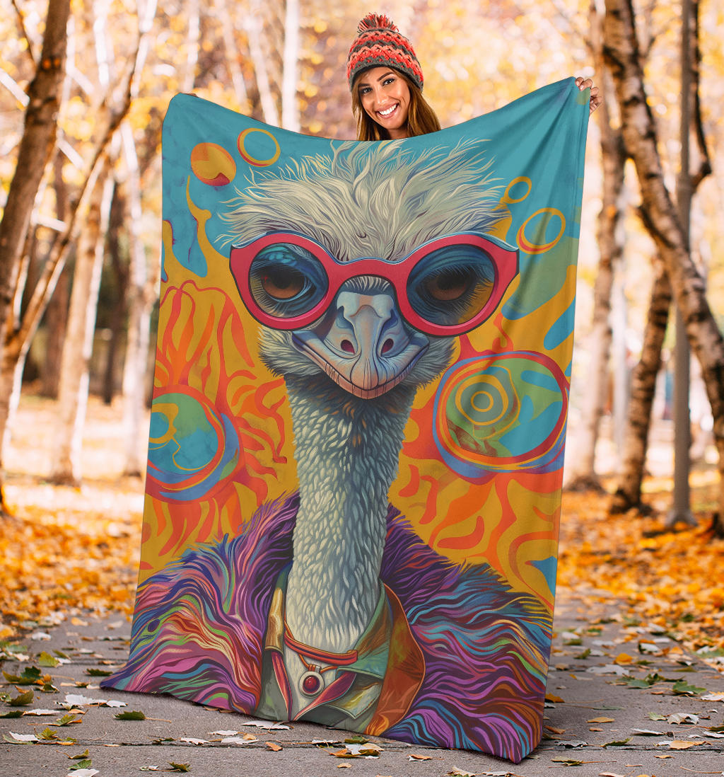 Emu Blanket, Trippy Psychedelics Emu Fleece Blanket, Emu Throw Blanket, Emu Gifts