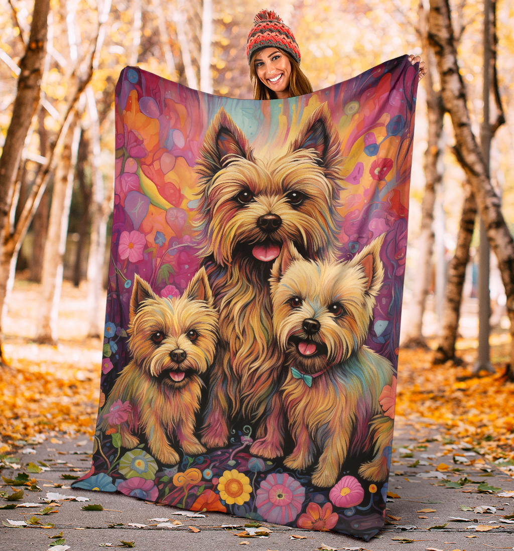 Cairn Terrier Blanket, Trippy Psychedelics Cairn Terrier Fleece Blanket, Cairn Terrier Throw Blanket, Cairn Terrier Gifts