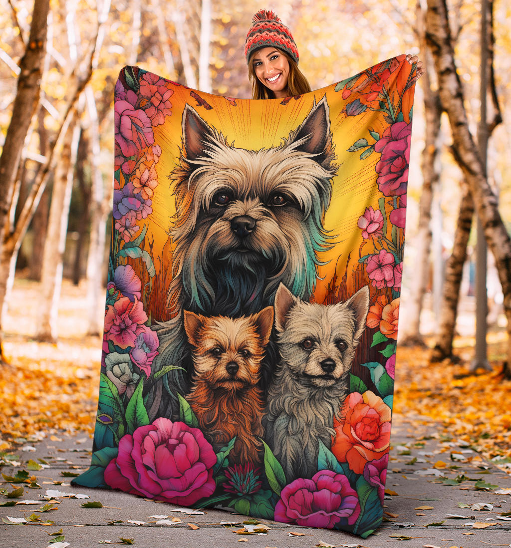 Cairn Terrier Blanket, Trippy Psychedelics Cairn Terrier Fleece Blanket, Cairn Terrier Throw Blanket, Cairn Terrier Gifts