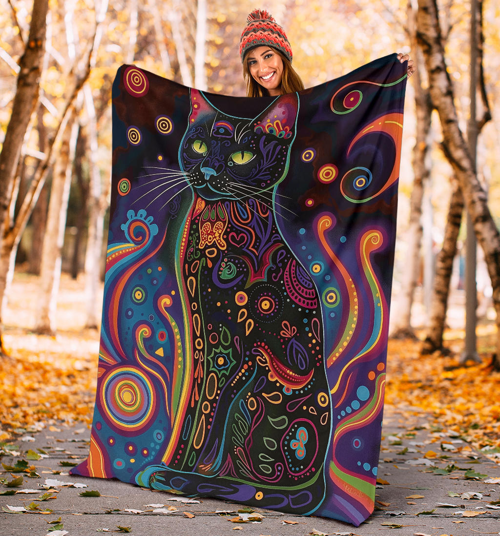 Bombay cat Blanket, Trippy Psychedelics Bombay cat Fleece Blanket, Bombay cat Throw Blanket, Bombay cat Gifts