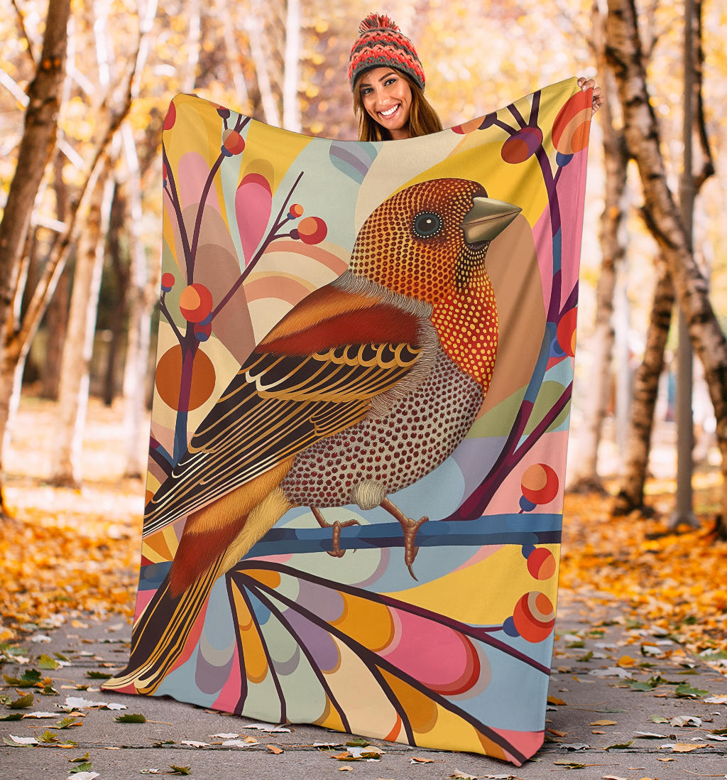 Finch bird Blanket, Trippy Psychedelics Finch bird Fleece Blanket, Finch bird Throw Blanket, Finch bird Gifts