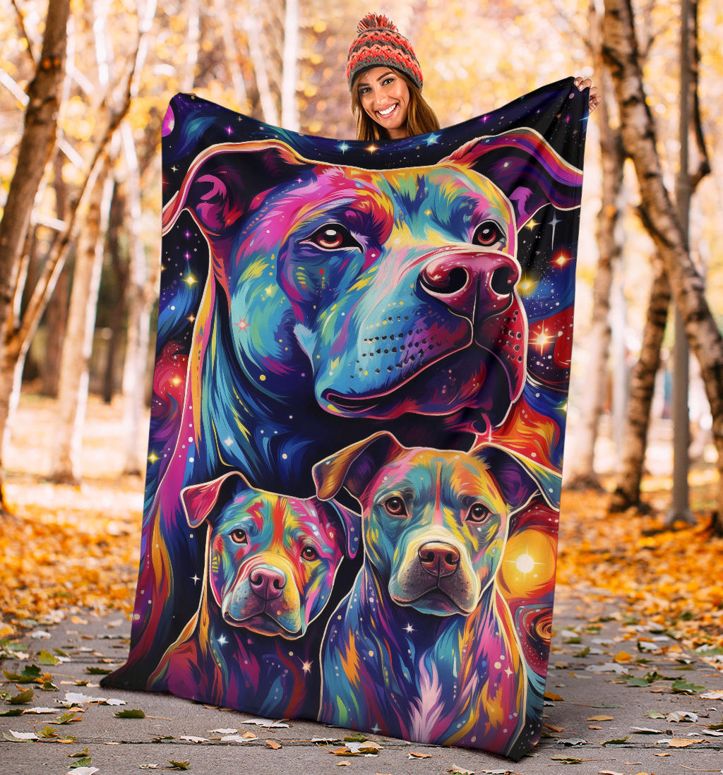 American Pit Bull Blanket, Trippy Psychedelics American Pit Bull Fleece Blanket, American Pit Bull Throw Blanket, American Pit Bull Gifts