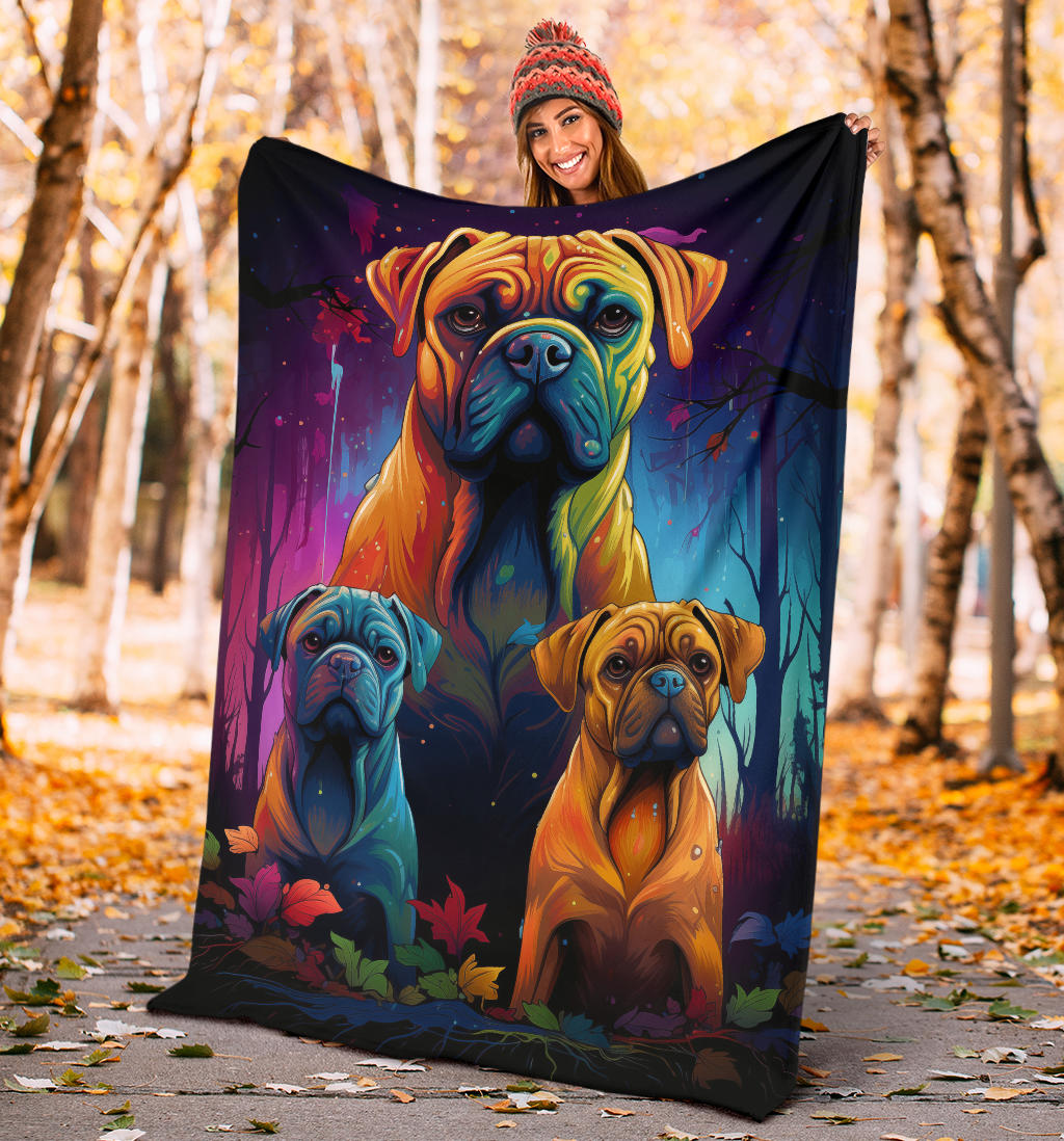 Bullmastiff Blanket, Trippy Psychedelics Bullmastiff Fleece Blanket, Bullmastiff Throw Blanket, Bullmastiff Gifts