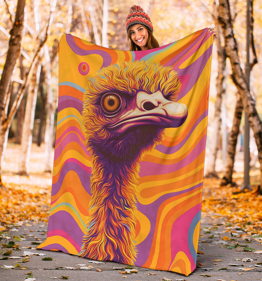 Emu Blanket, Trippy Psychedelics Emu Fleece Blanket, Emu Throw Blanket, Emu Gifts