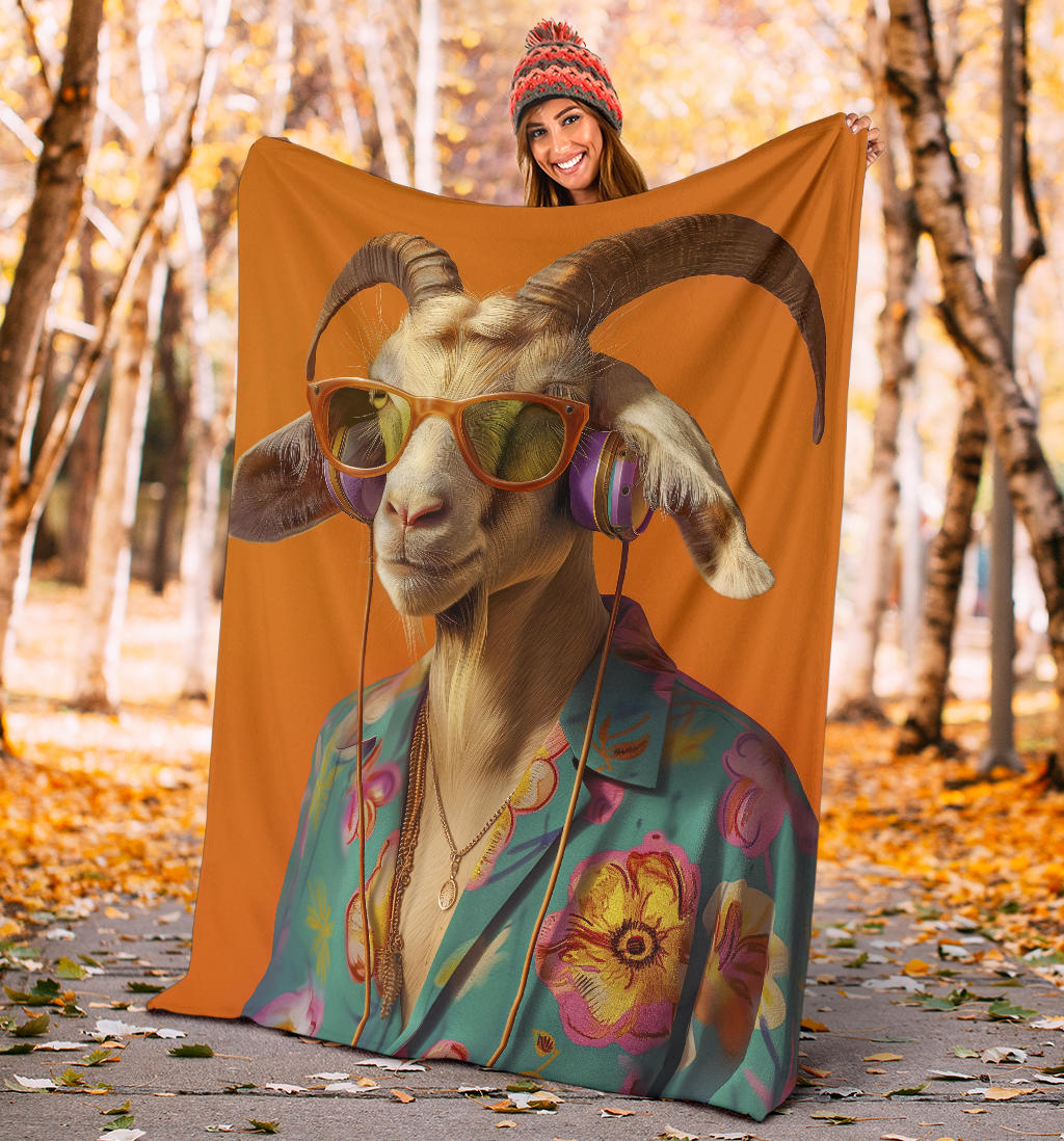 Goat Blanket, Trippy Psychedelics Goat Fleece Blanket, Goat Throw Blanket, Goat Gifts