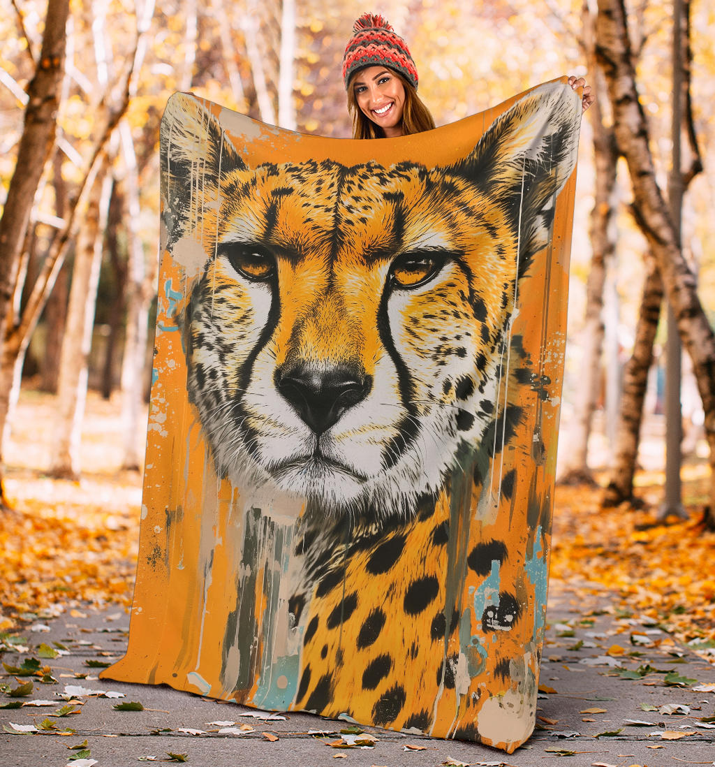 Cheetah Blanket, Trippy Psychedelics Cheetah Fleece Blanket, Cheetah Throw Blanket, Cheetah Gifts