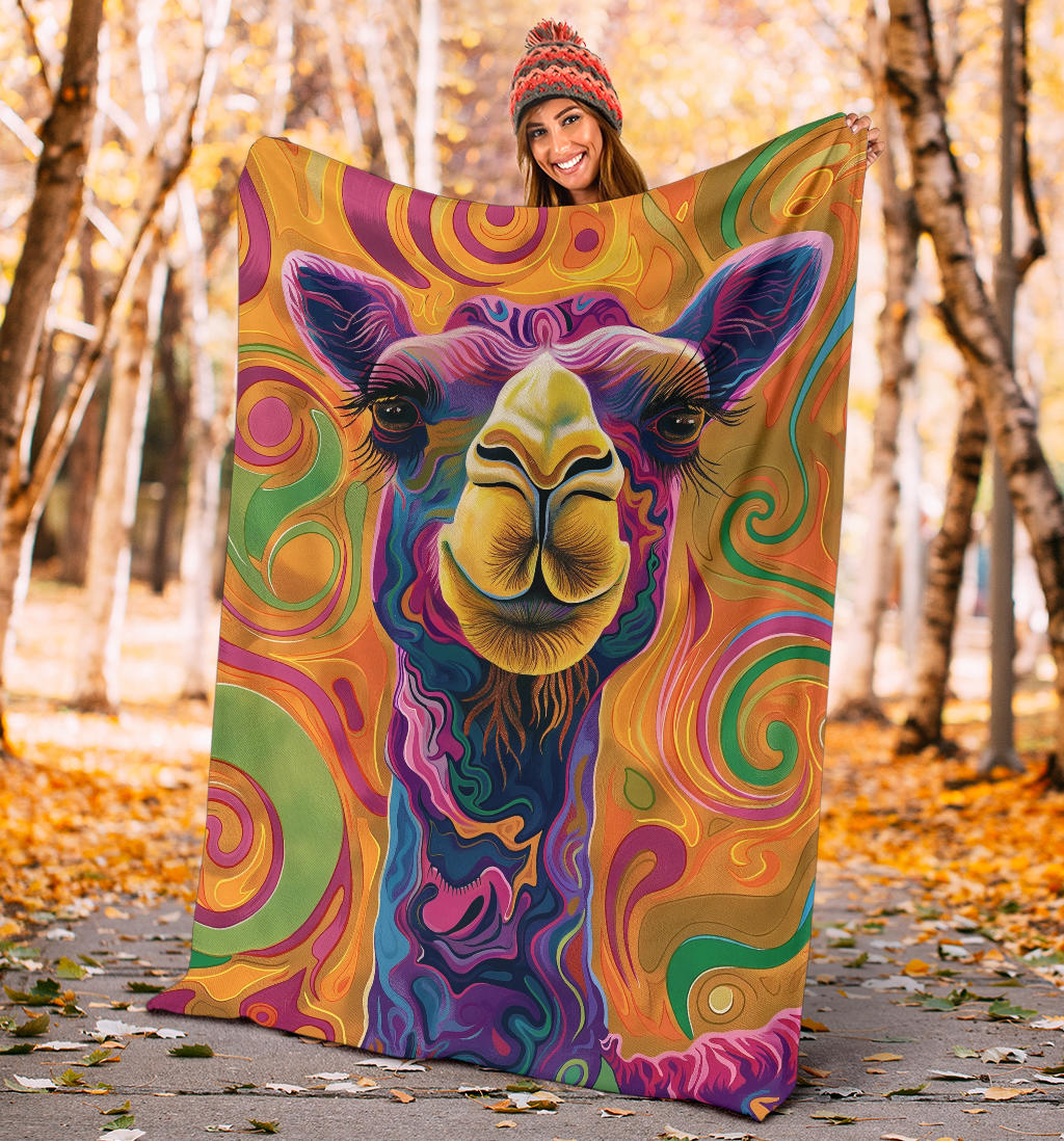 Camel Blanket, Trippy Psychedelics Camel Fleece Blanket, Camel Throw Blanket, Camel Gifts