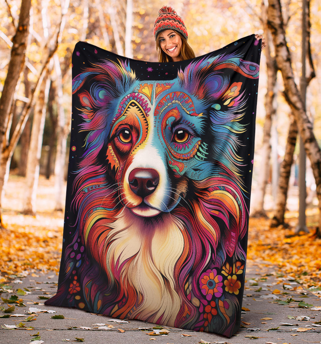 Australian Shepherd Blanket, Australian Shepherd Trippy Psychedelics Blanket, Australian Shepherd Gifts, Australian Shepherd Throw Blanket