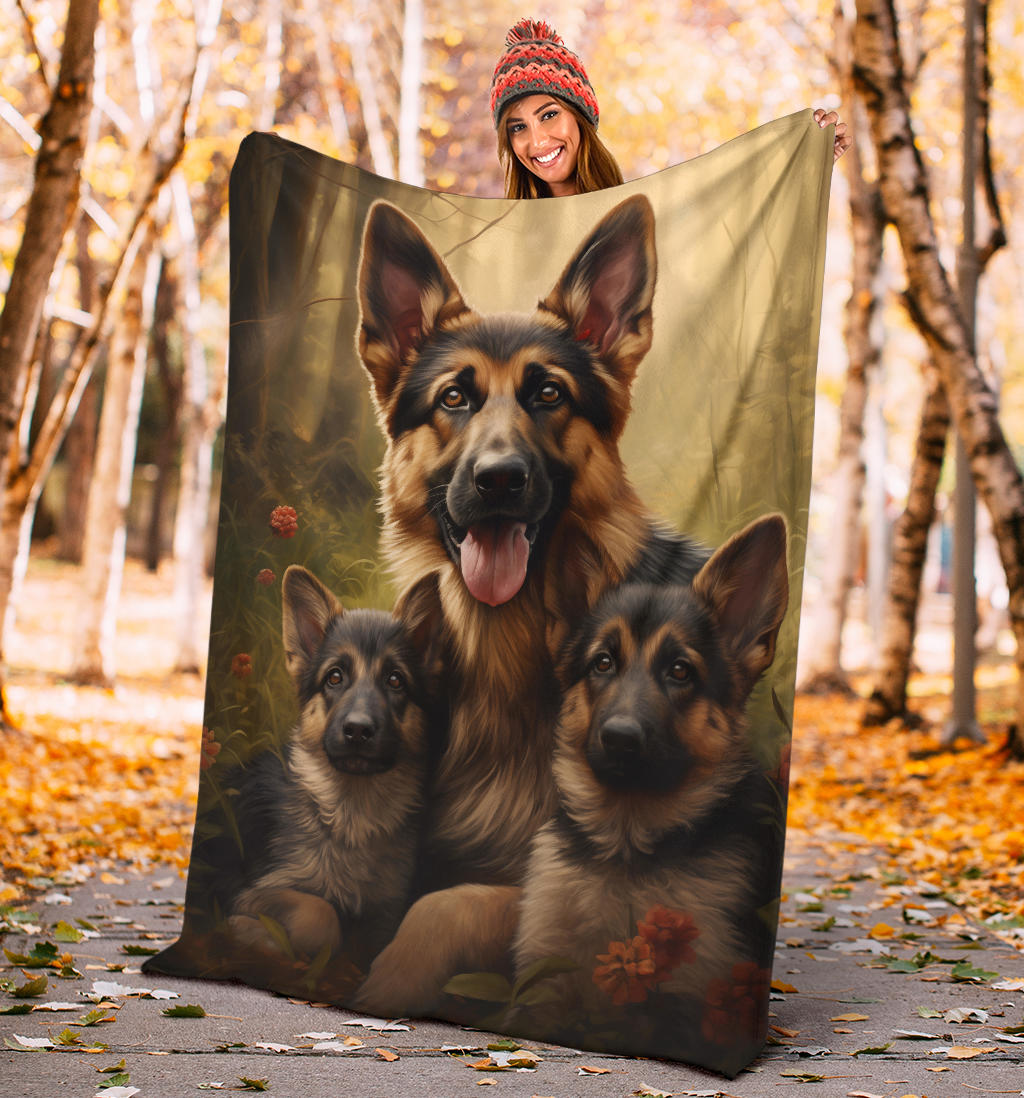 German Shepherd Family Blanket, German Shepherd Gifts, German Shepherd Throw Blanket, German Shepherd Fleece Blanket