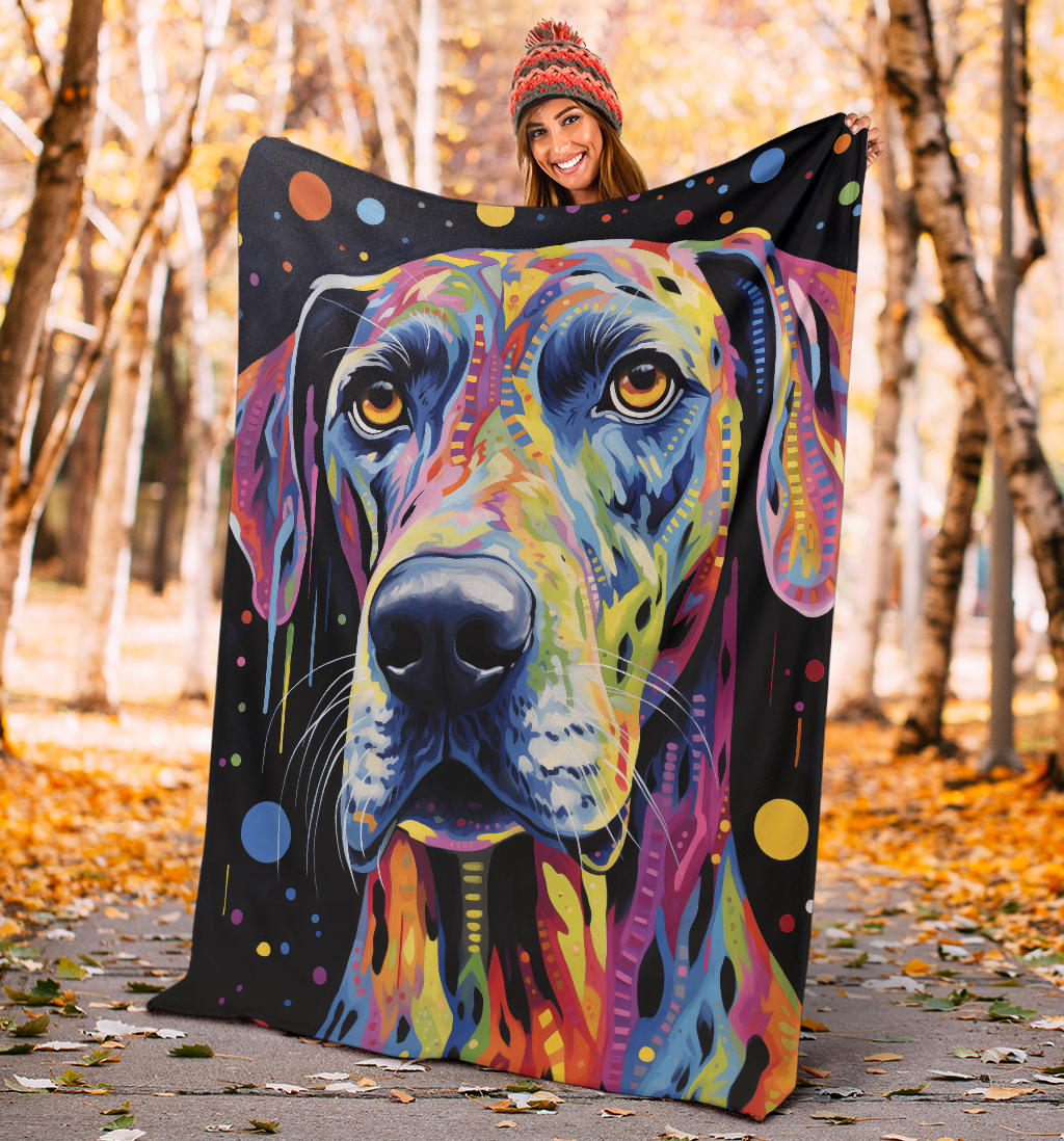 Trippy Psychedelics Great Dane Blanket, Great Dane Fleece Blanket, Great Dane Throw Blanket, Great Dane Gifts