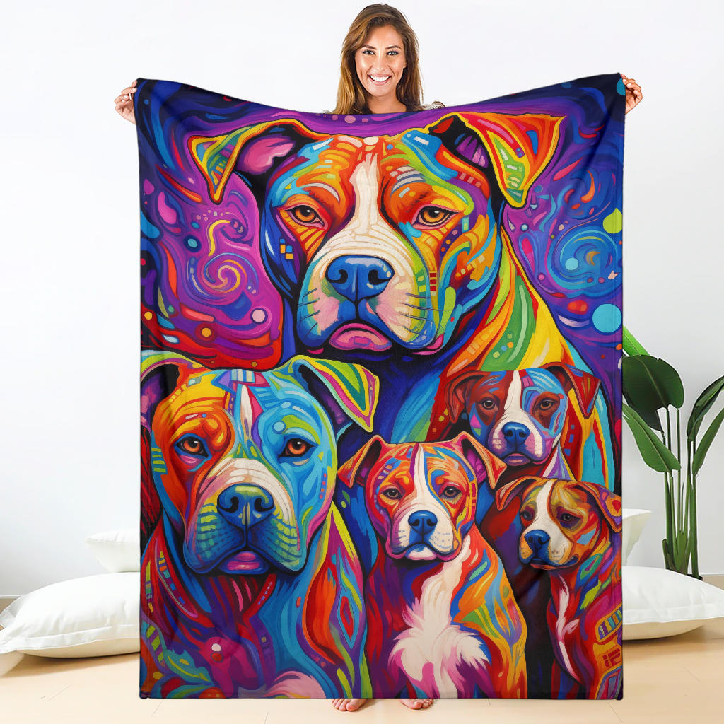 American Bulldog Blanket, Trippy Psychedelics American Bulldog Fleece Blanket, American Bulldog Throw Blanket, American Bulldog Gifts