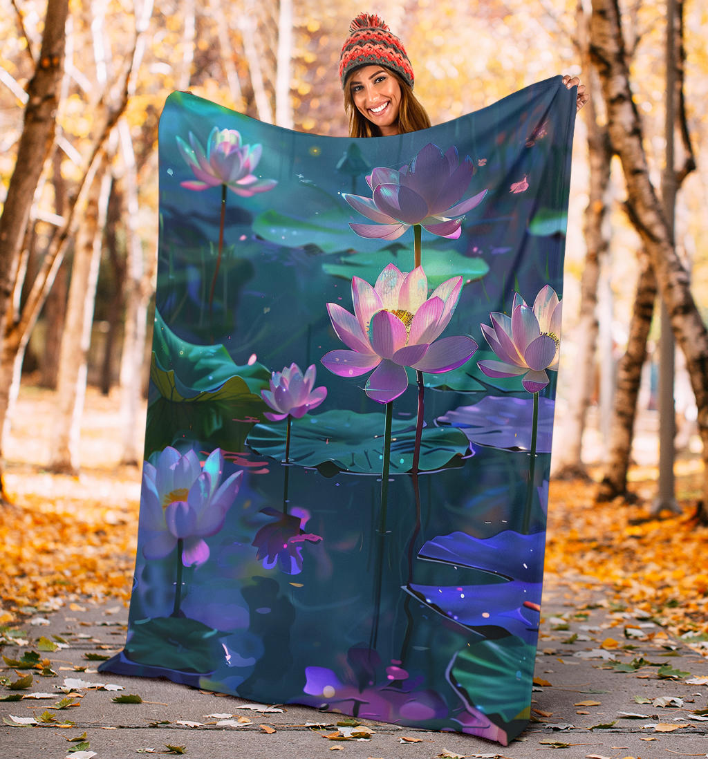 Luminous Lotus Blanket, Luminous Lotus Estetic Blanket, Luminous Lotus Blanket Gift, Blanket