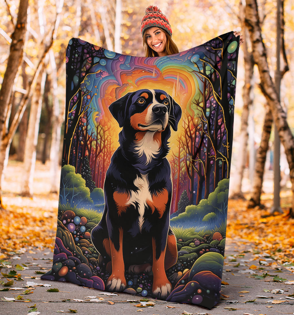 Entlebucher Mountain Blanket, Trippy Psychedelics Entlebucher Mountain Fleece Blanket, Entlebucher Mountain Throw Blanket, Entlebucher Mountain Gifts