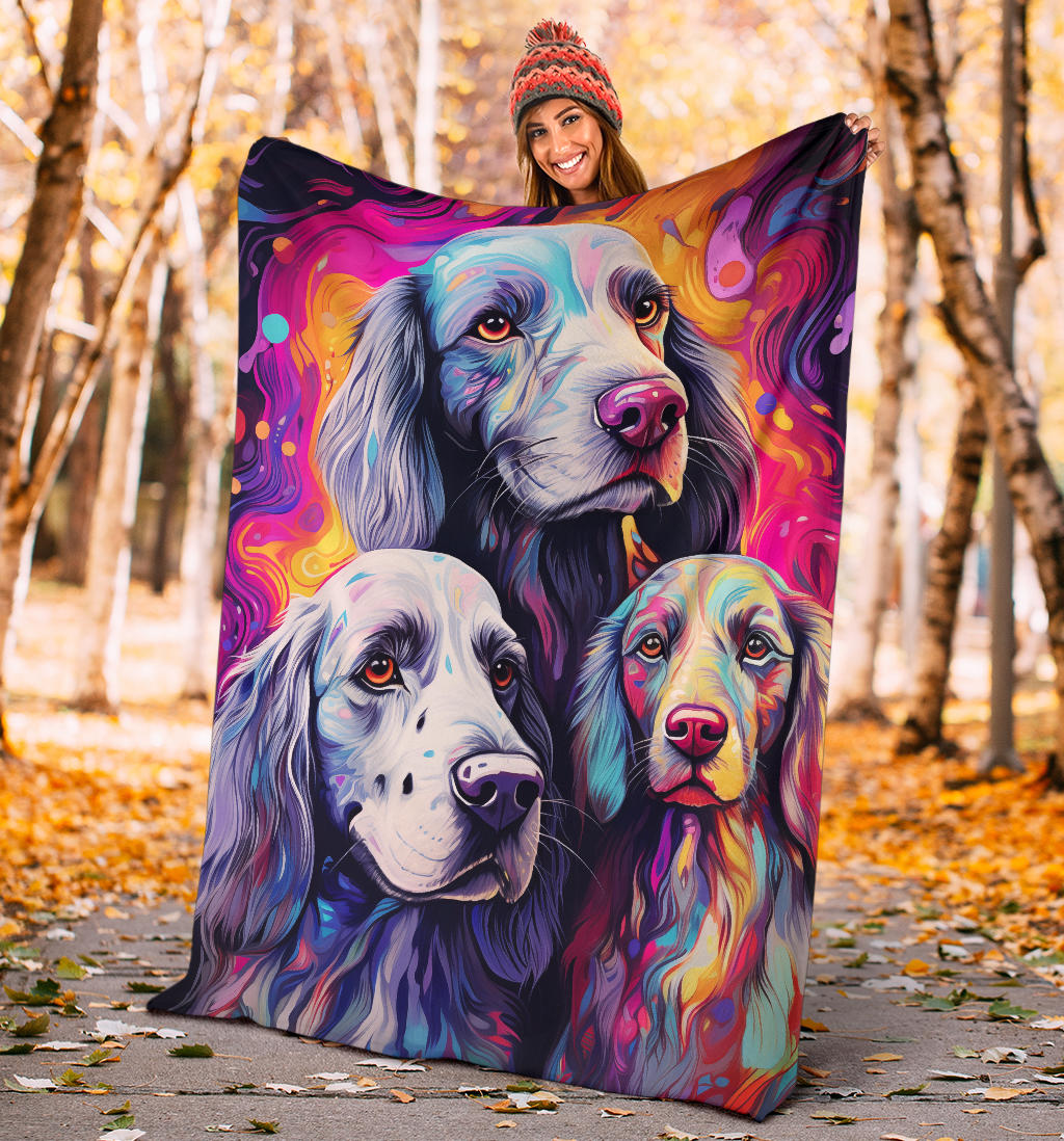 English Setter Blanket, Trippy Psychedelics English Setter Fleece Blanket, English Setter Throw Blanket, English Setter Gifts