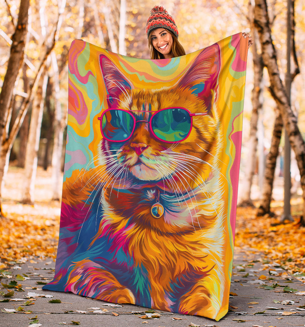 American Bobtail cat Blanket, Trippy Psychedelics American Bobtail cat Fleece Blanket, American Bobtail cat Throw Blanket, American Bobtail cat Gifts