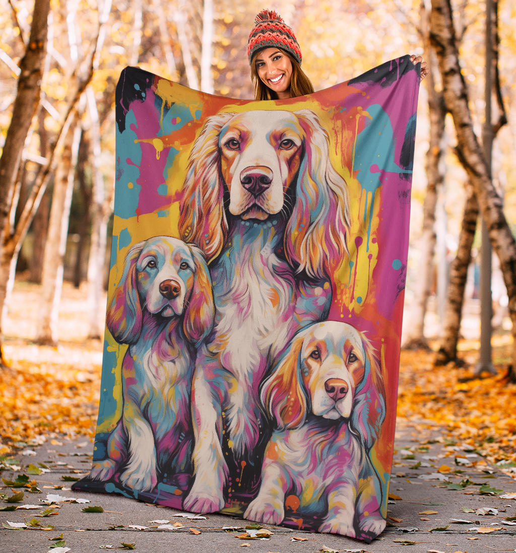 Clumber Spaniel Blanket, Trippy Psychedelics Clumber Spaniel Fleece Blanket, Clumber Spaniel Throw Blanket, Clumber Spaniel Gifts