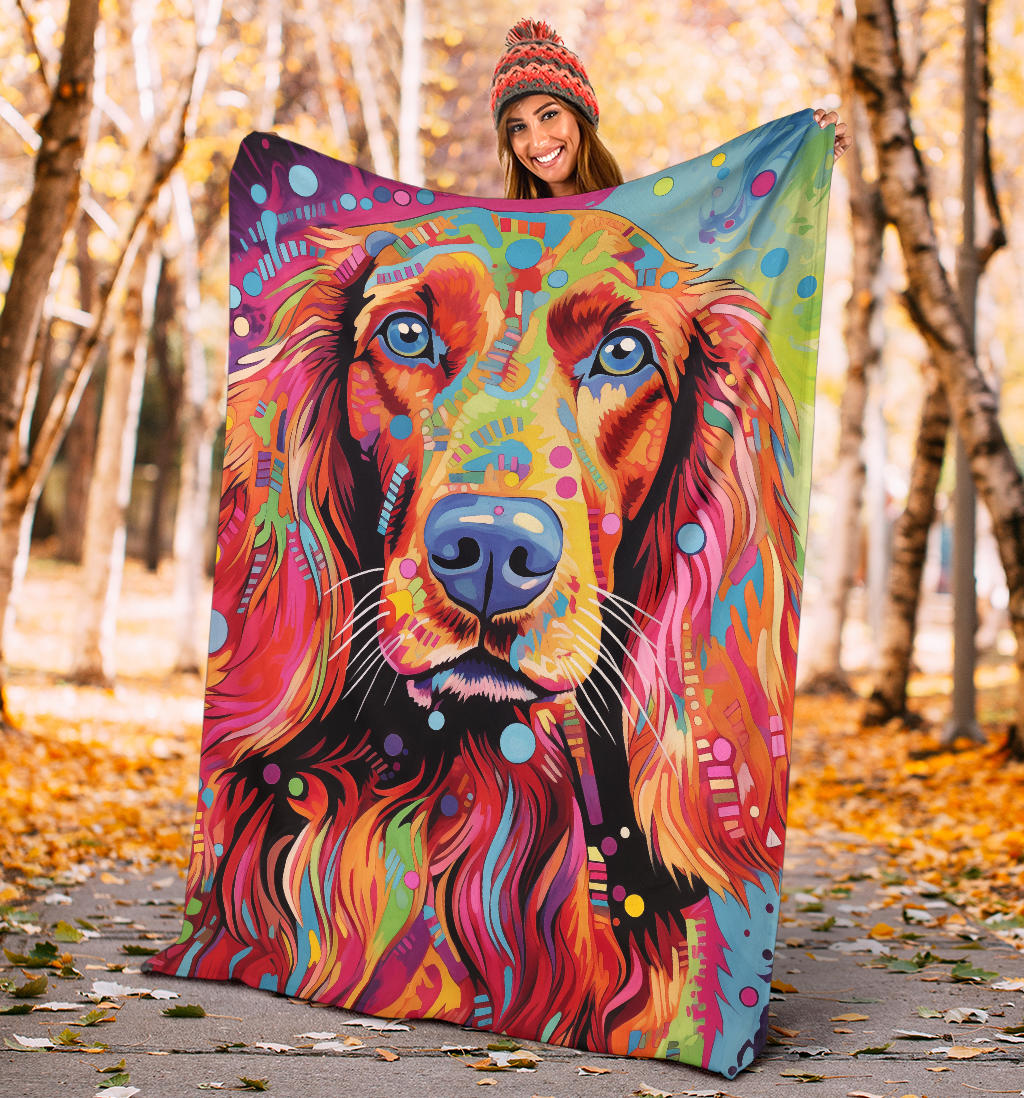 Irish Setter Blanket, Trippy Psychedelics Irish Setter Fleece Blanket, Irish Setter Throw Blanket, Irish Setter Gifts