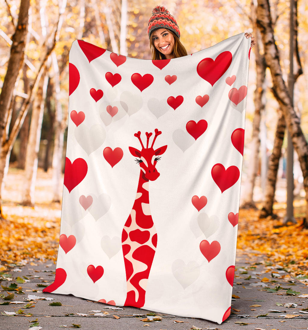 Giraffe Heart Blanket, Giraffe Throw Blanket, Giraffe Fleece Blanket, Giraffe Gift