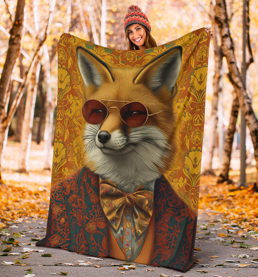 Fox Blanket, Trippy Psychedelics Fox Fleece Blanket, Fox Throw Blanket, Fox Gifts