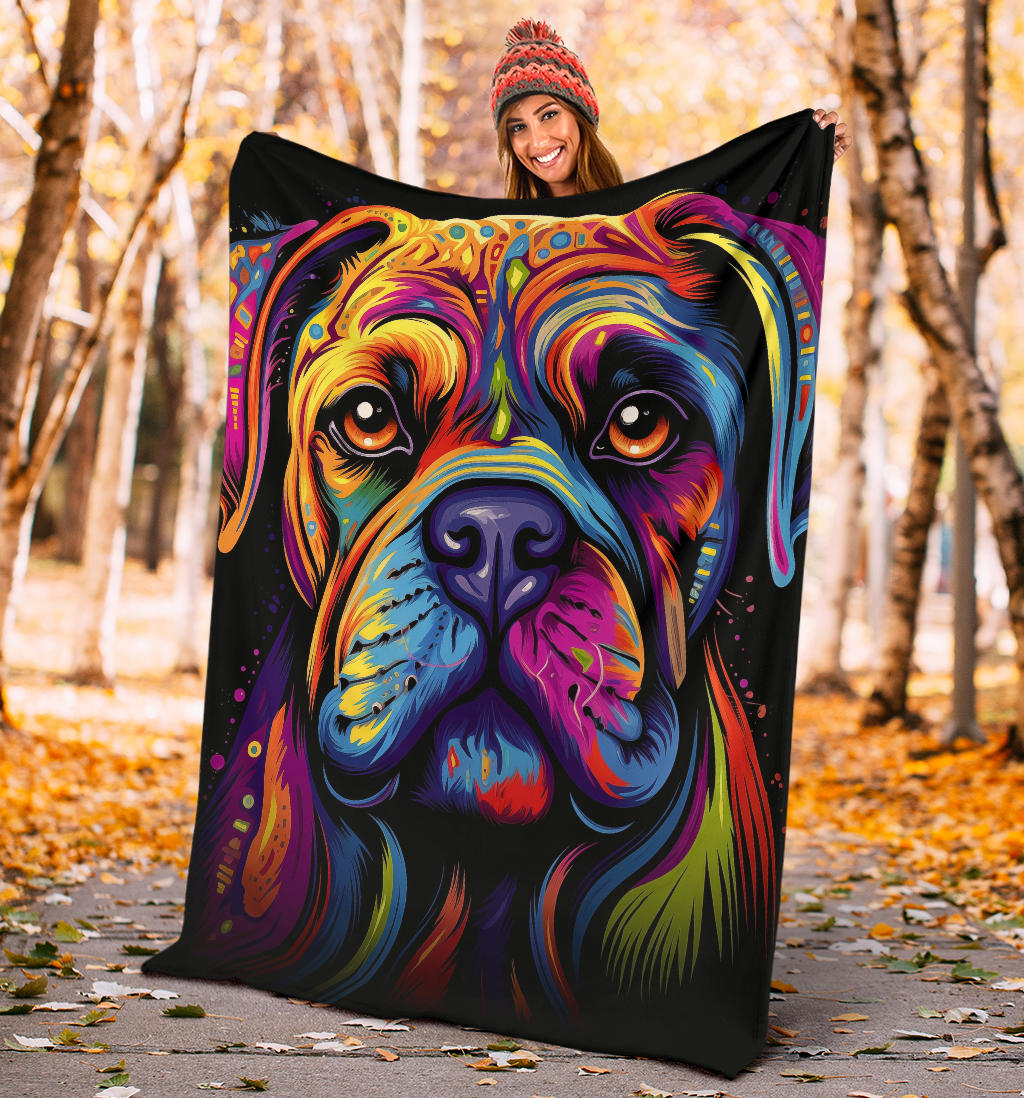 Bullmastiff Blanket, Trippy Psychedelics Bullmastiff Fleece Blanket, Bullmastiff Throw Blanket, Bullmastiff Gifts