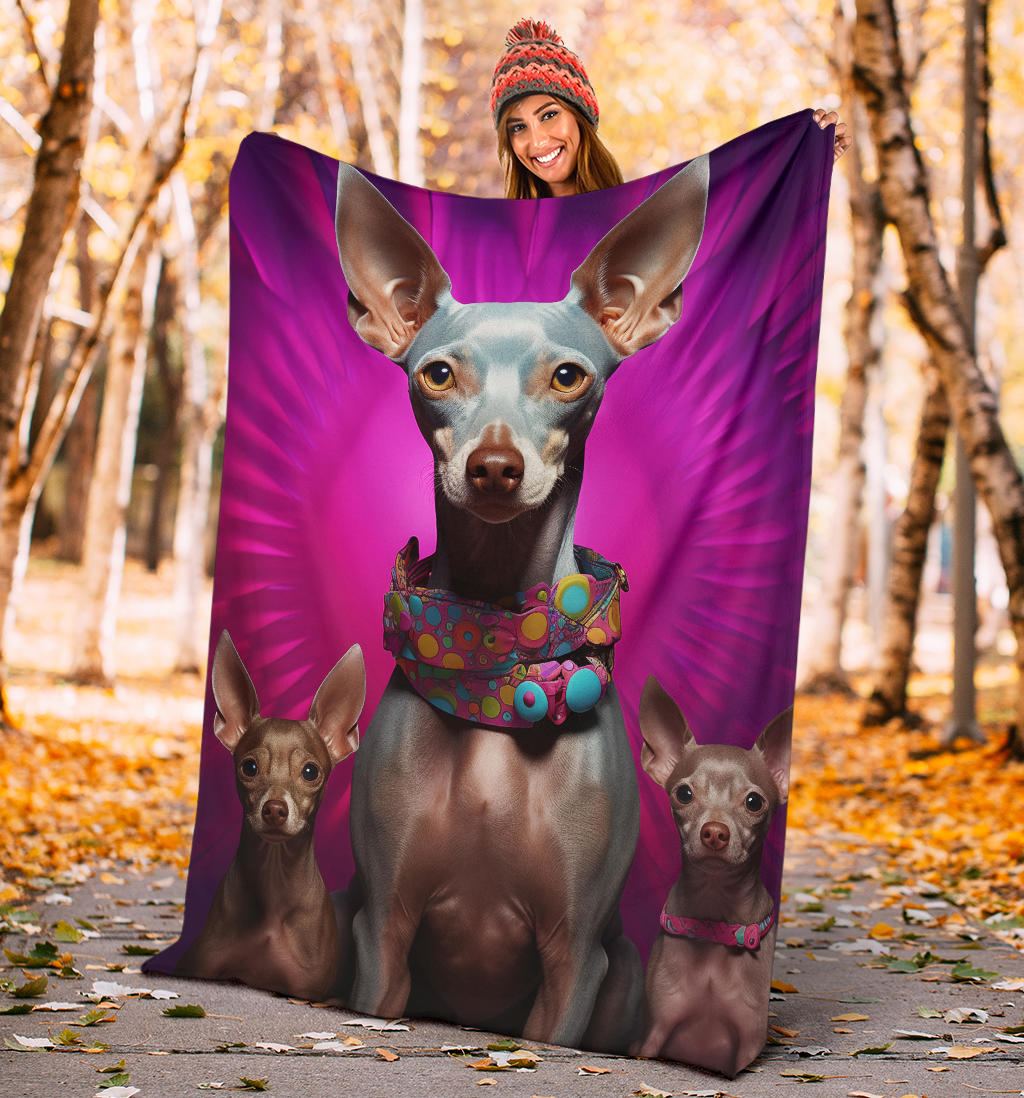 American Hairless Terrier Blanket, Trippy Psychedelics American Hairless Terrier Fleece Blanket, American Hairless Terrier Throw Blanket, American Hairless Terrier Gifts