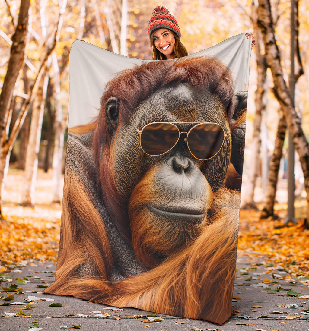 Orangutan animal Blanket, Trippy Psychedelics Orangutan animal Fleece Blanket, Orangutan animal Throw Blanket, Orangutan animal Gifts