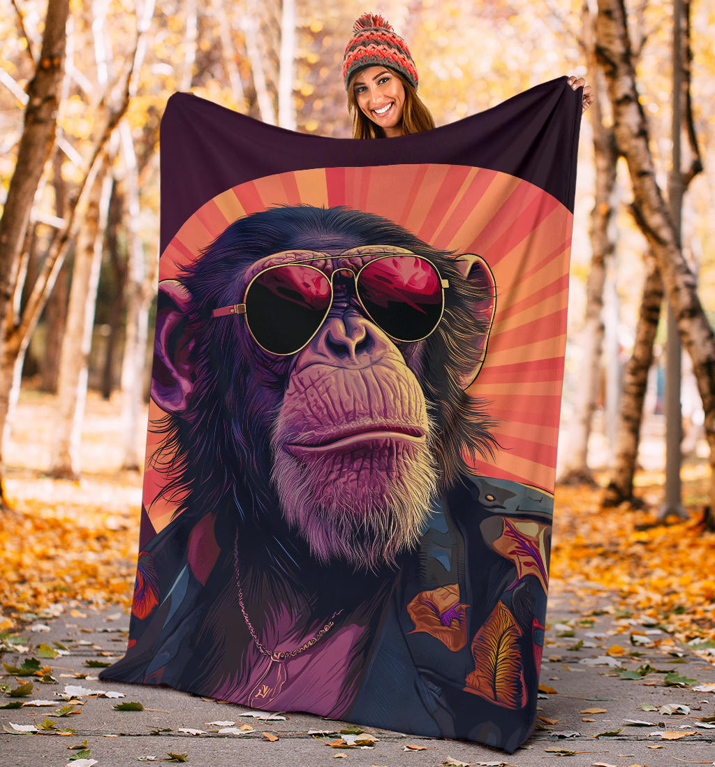 Monkey Blanket, Trippy Psychedelics Monkey Fleece Blanket, Monkey Throw Blanket, Monkey Gifts