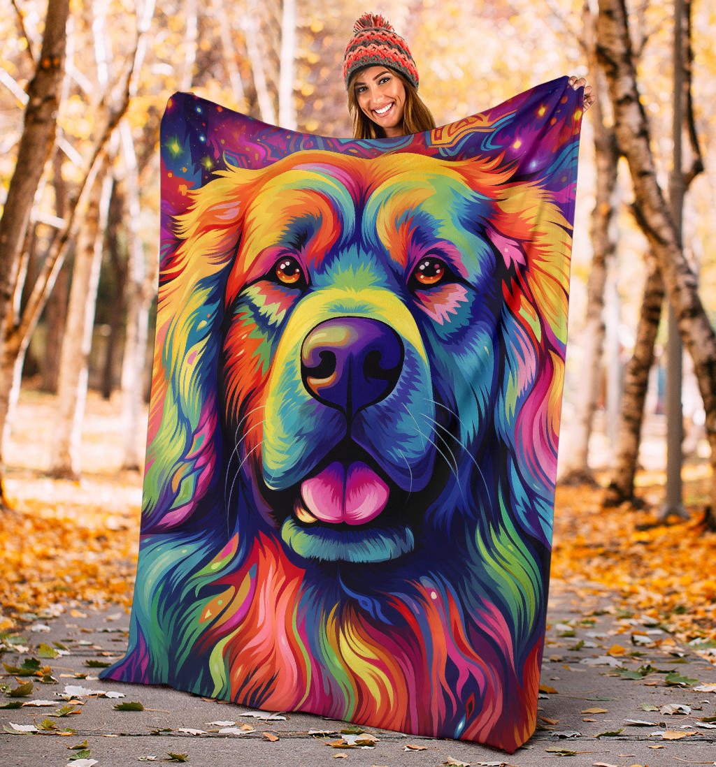 Leonberger Blanket, Trippy Psychedelics Leonberger Fleece Blanket, Leonberger Throw Blanket, Leonberger Gifts