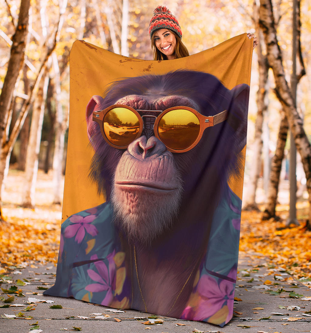 Monkey Blanket, Trippy Psychedelics Monkey Fleece Blanket, Monkey Throw Blanket, Monkey Gifts