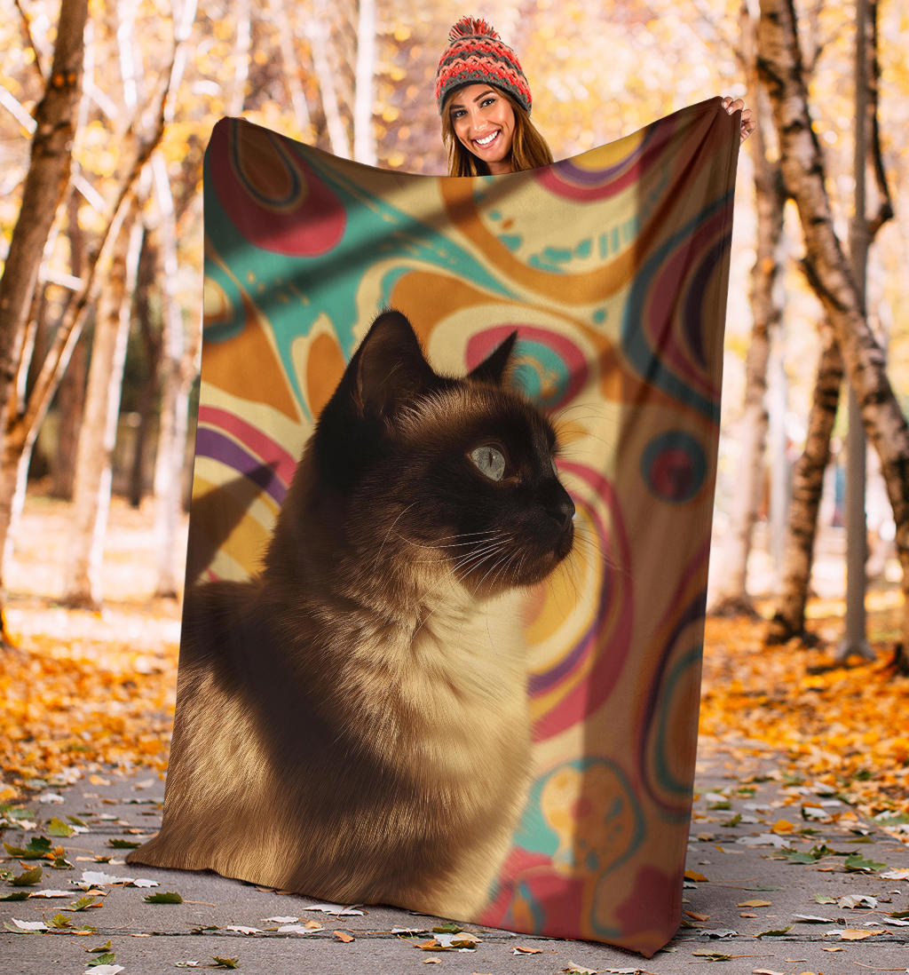 Birman cat Blanket, Trippy Psychedelics Birman cat Fleece Blanket, Birman cat Throw Blanket, Birman cat Gifts