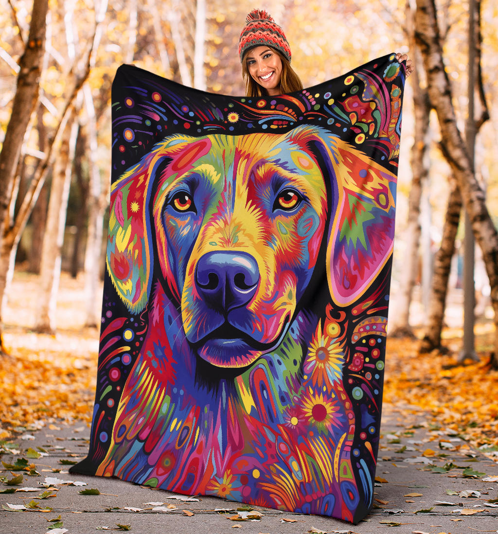 Trippy Psychedelics Labrador Retriever Blanket, Labrador Retriever Throw Blanket, Labrador Retriever Fleece Blanket, Labrador Retriever Gift