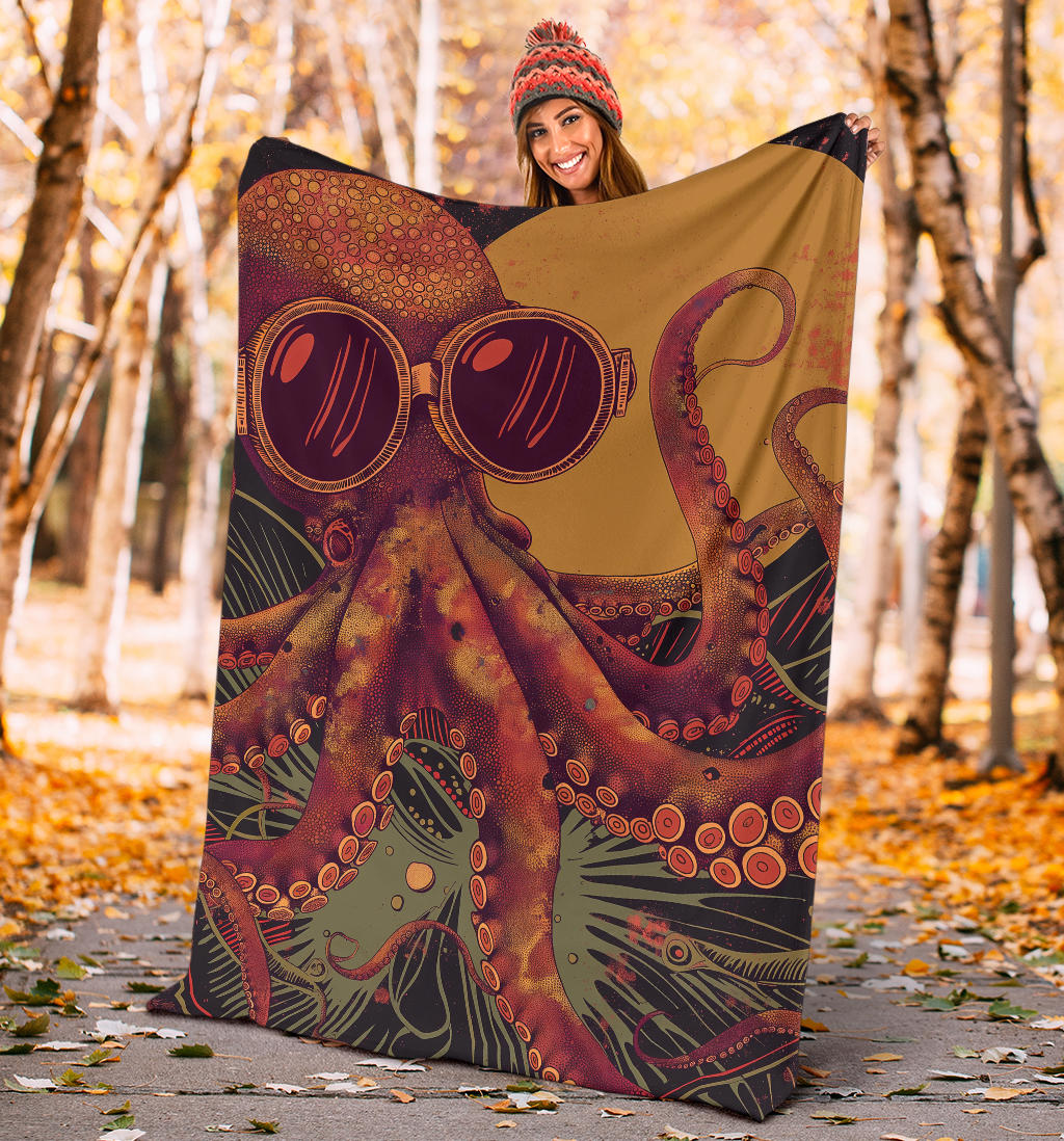 Octopus Blanket, Trippy Psychedelics Octopus Fleece Blanket, Octopus Throw Blanket, Octopus Gifts