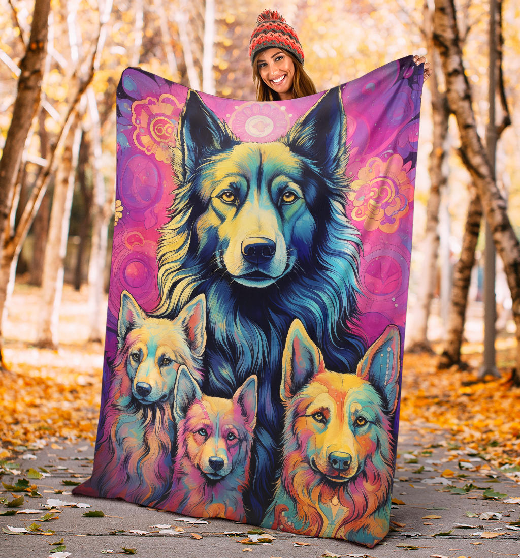 Belgian Tervuren Blanket, Trippy Psychedelics Belgian Tervuren Fleece Blanket, Belgian Tervuren Throw Blanket, Belgian Tervuren Gifts