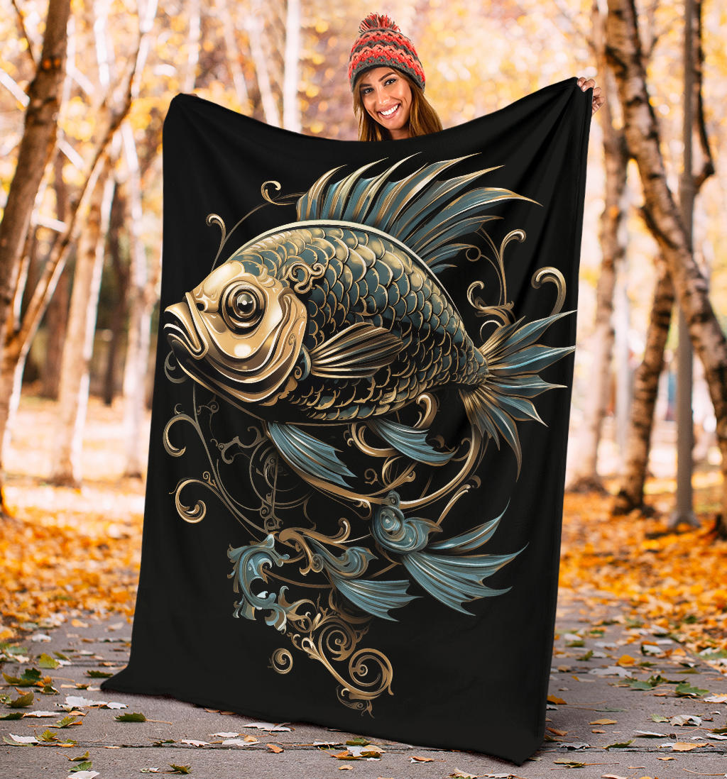 Fish Zodiac Blanket, Pisces Zodiac Gifts, Fish Zodiac Throw Blanket, Fish Zodiac Sign Fleece Blanket